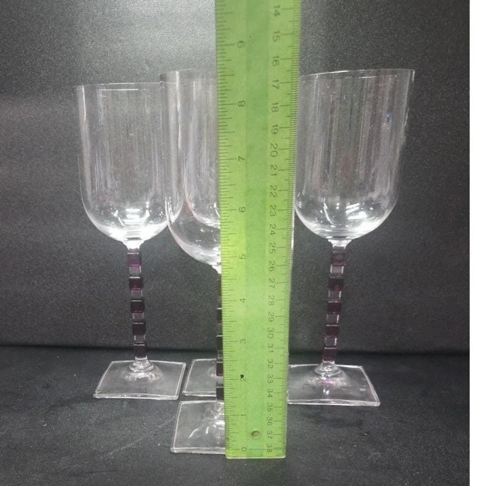 Mikasa‎ Viewpoint Wine Glasses, Set of 4, Vtg Amethyst Purple Geometric Stemware